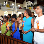 People worshiping in a church